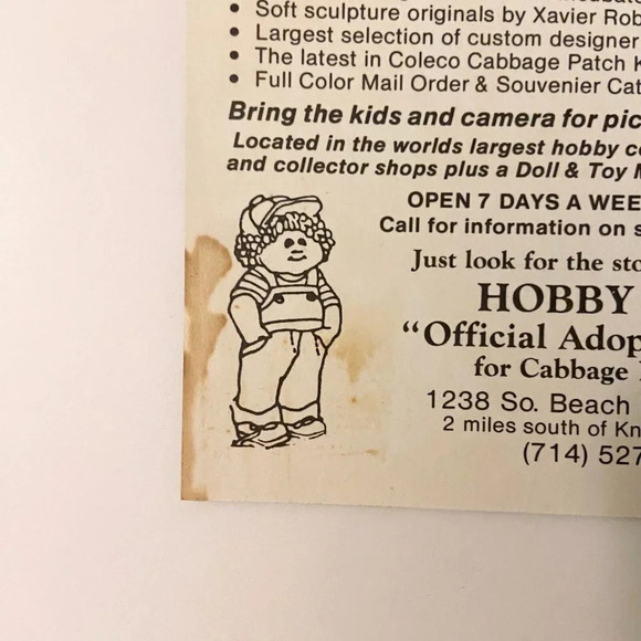 Vintage Cabbage Patch Kids Hobby City  Knotts Berry Farm Brochures Pamphlets - Picture 6 of 11